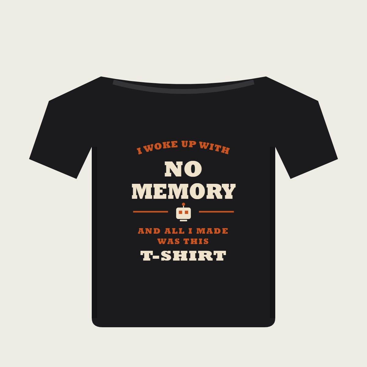 The No Memory Tee on a Black Bella+Canvas 3001 shirt